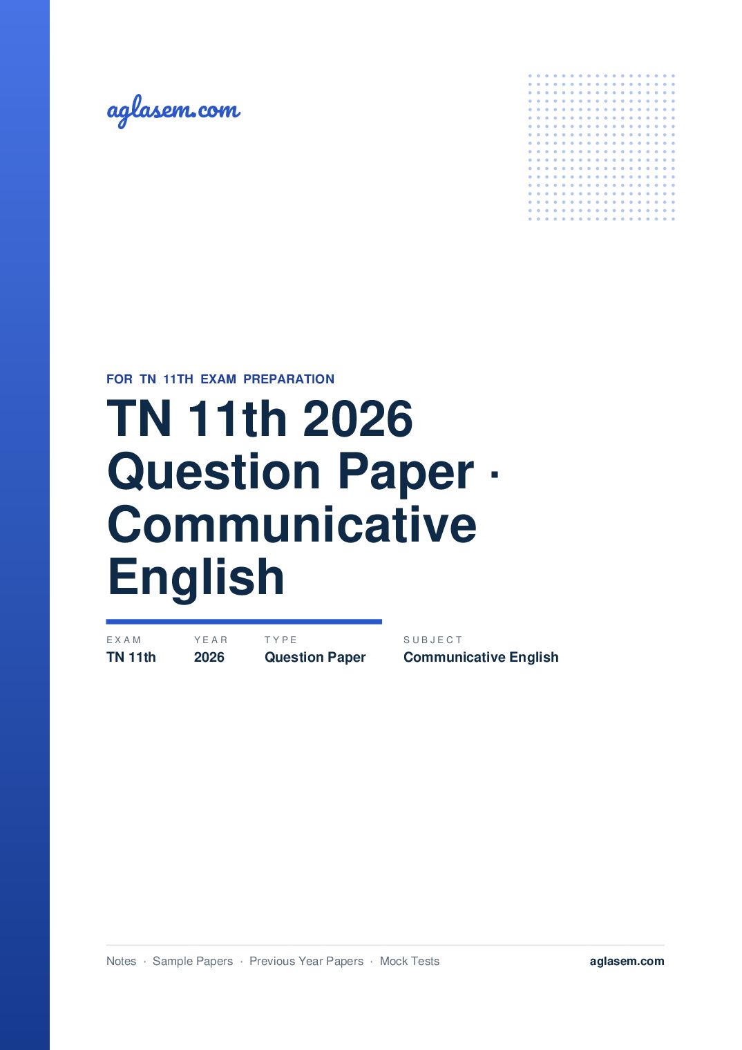 TN 11th Question Paper 2026 Communicative English - Page 1 of 7