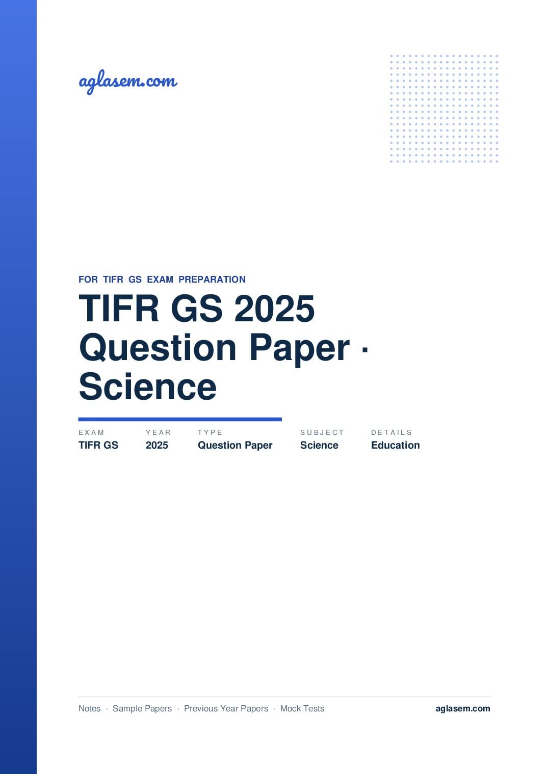 TIFR GS 2025 Question Paper Science Education - Page 1 of 42