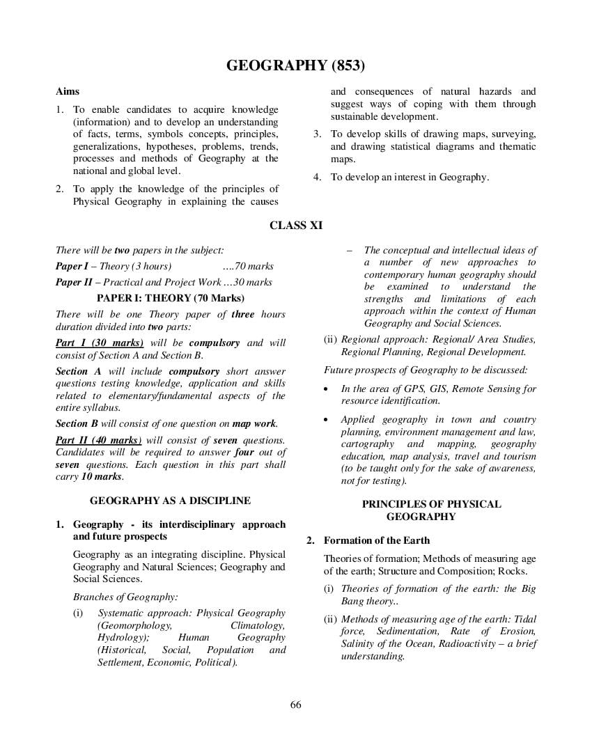ISC Class 12 Syllabus 2023 Geography - Page 1