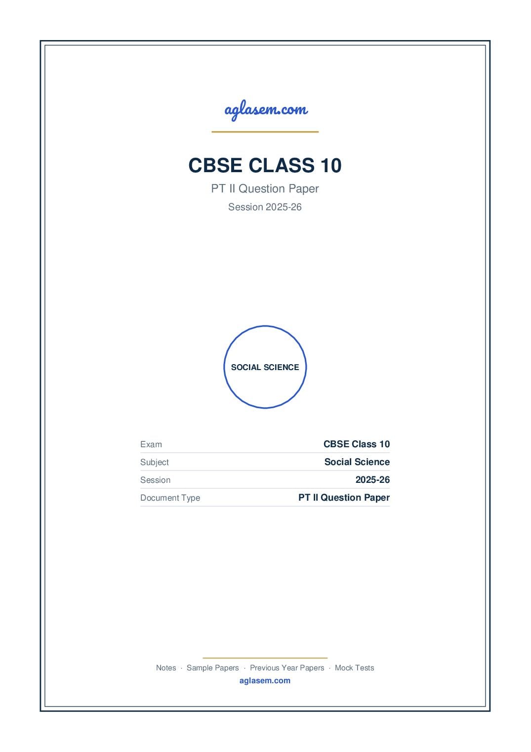 Class 10 PT II Question Paper 2025-26 Social Science - Page 1 of 5