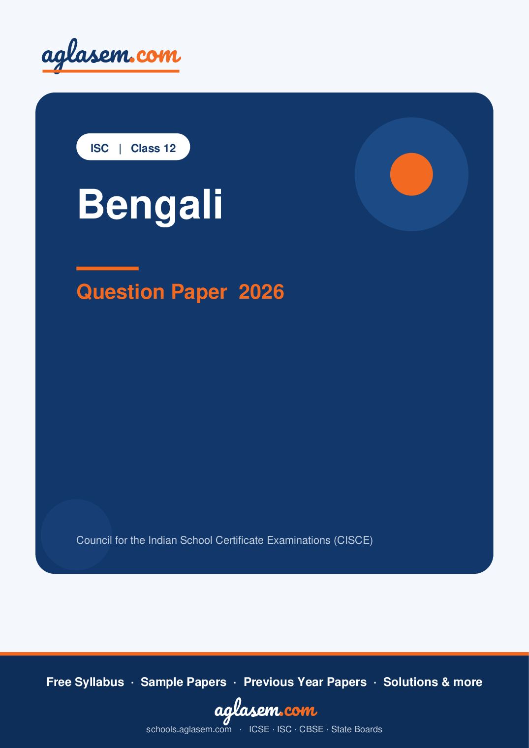 ISC Class 12 Question Paper 2026 Bengali - Page 1 of 12