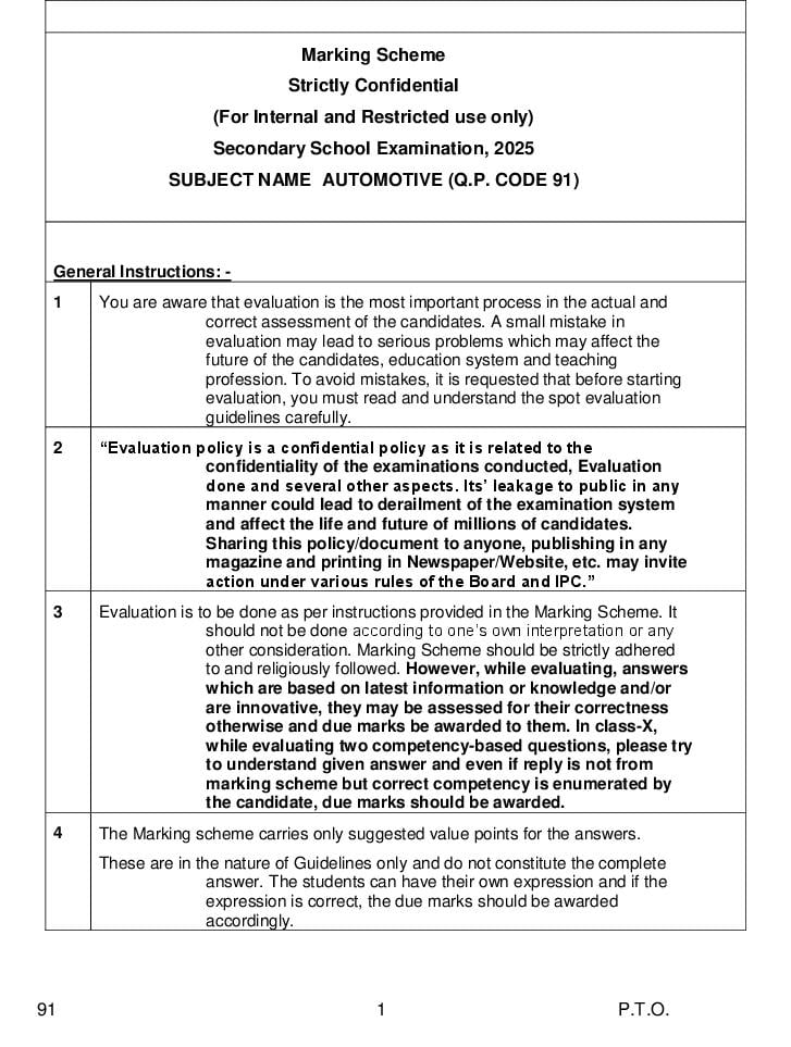 CBSE Class 10 Question Paper 2025 Solution Automotive - Page 1