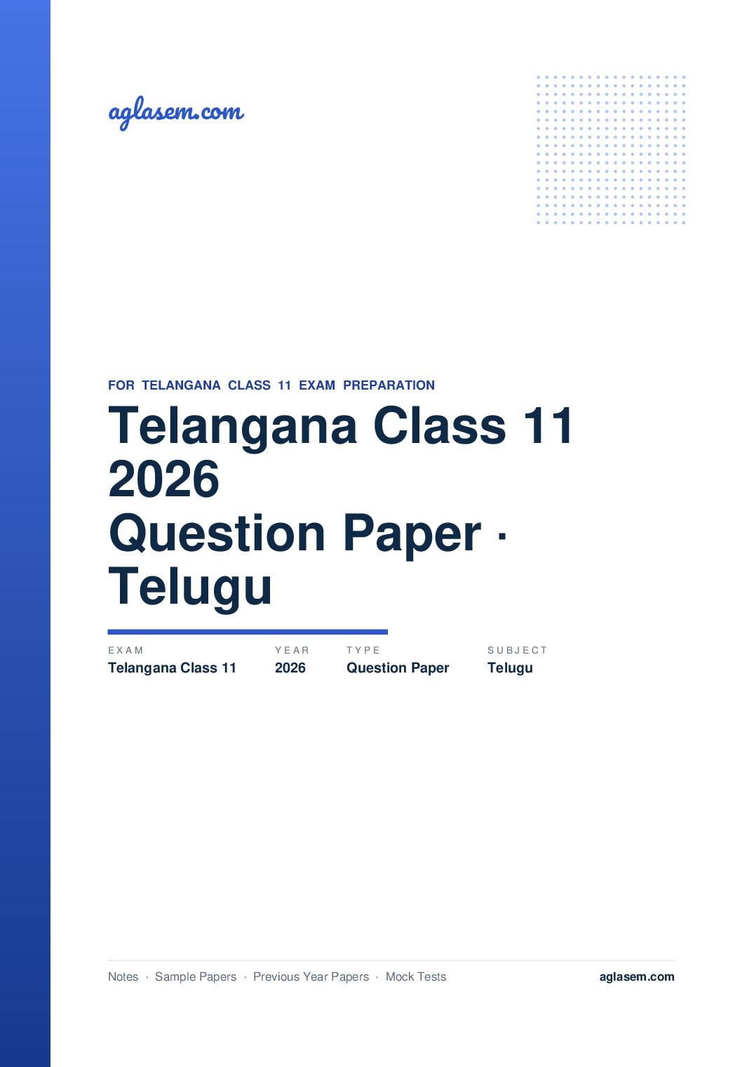 Telangana Class 11 Question Paper 2026 Telugu - Page 1 of 5
