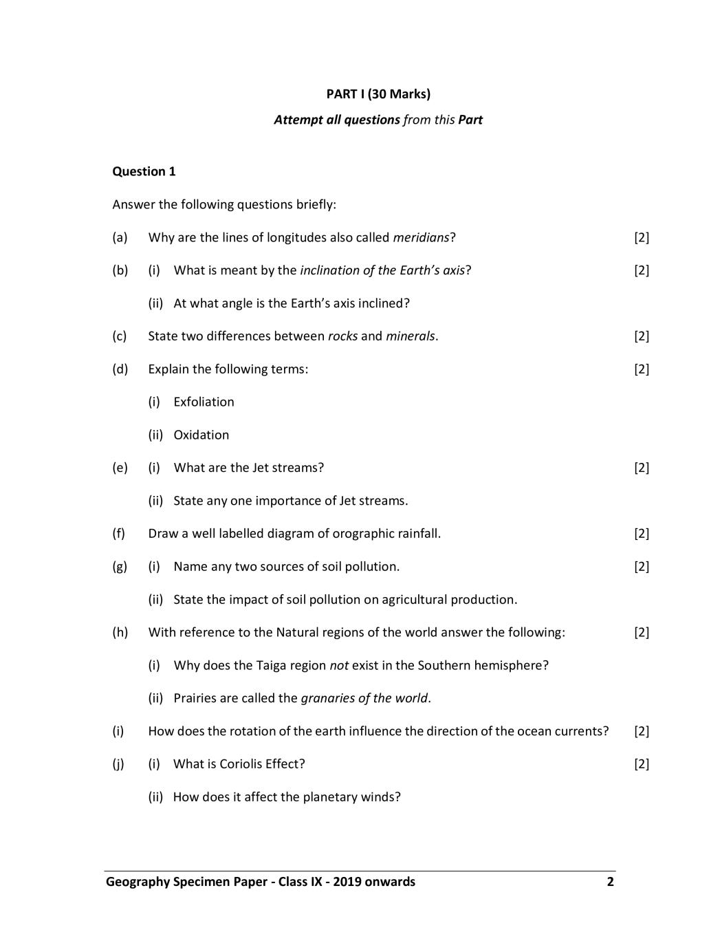 ICSE Class 9 Geography Sample Paper 2024 PDF OneEdu24