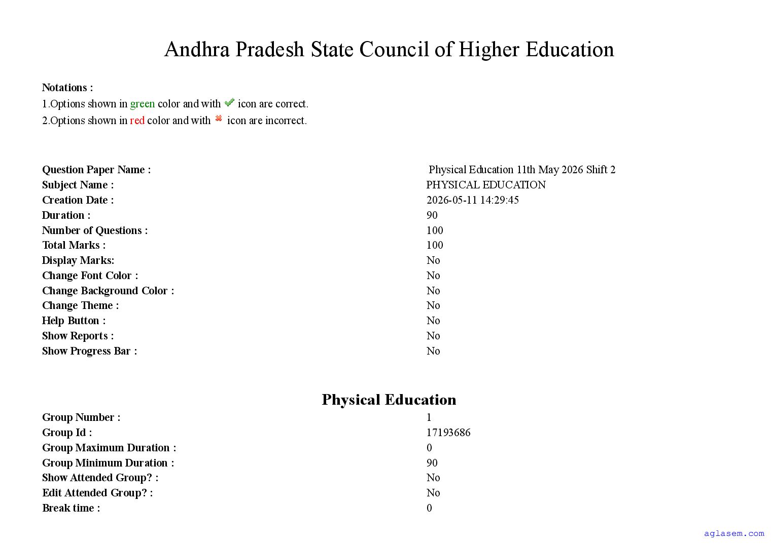AP PGCET 2026 Question Paper with Answer Key Physical Education - Page 1 of 86