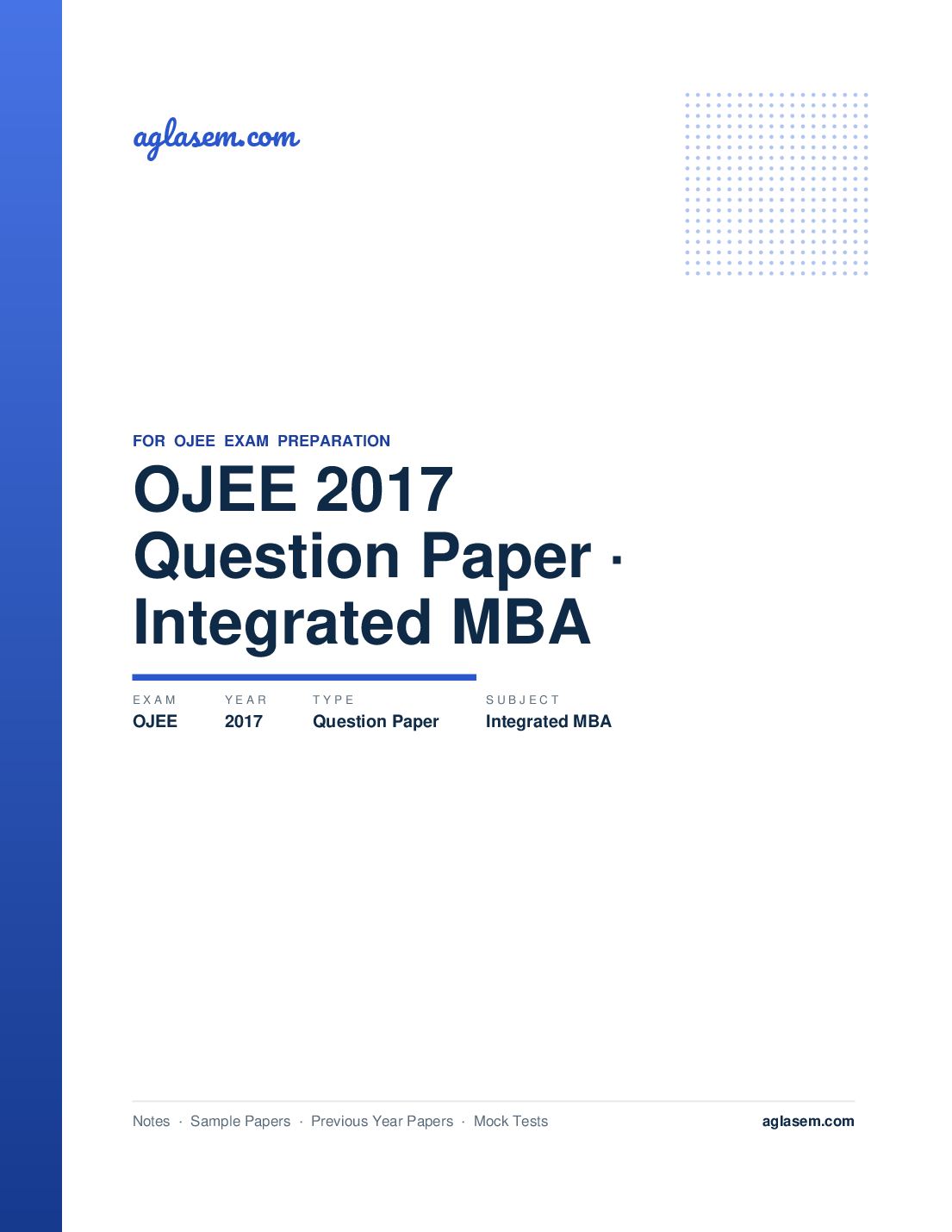 OJEE 2017 Question Paper Integrated MBA - Page 1 of 20