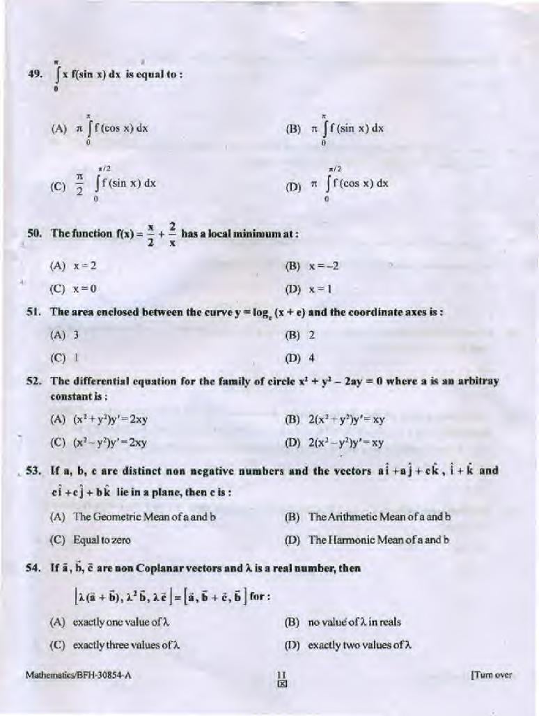 PU CET UG 2015 Question Papers PDF (5 Subjects)
