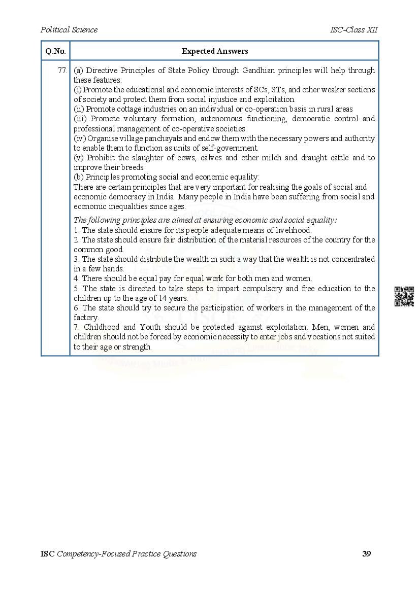 ISC Competency Based Questions Political Science | Class 12 Competency ...