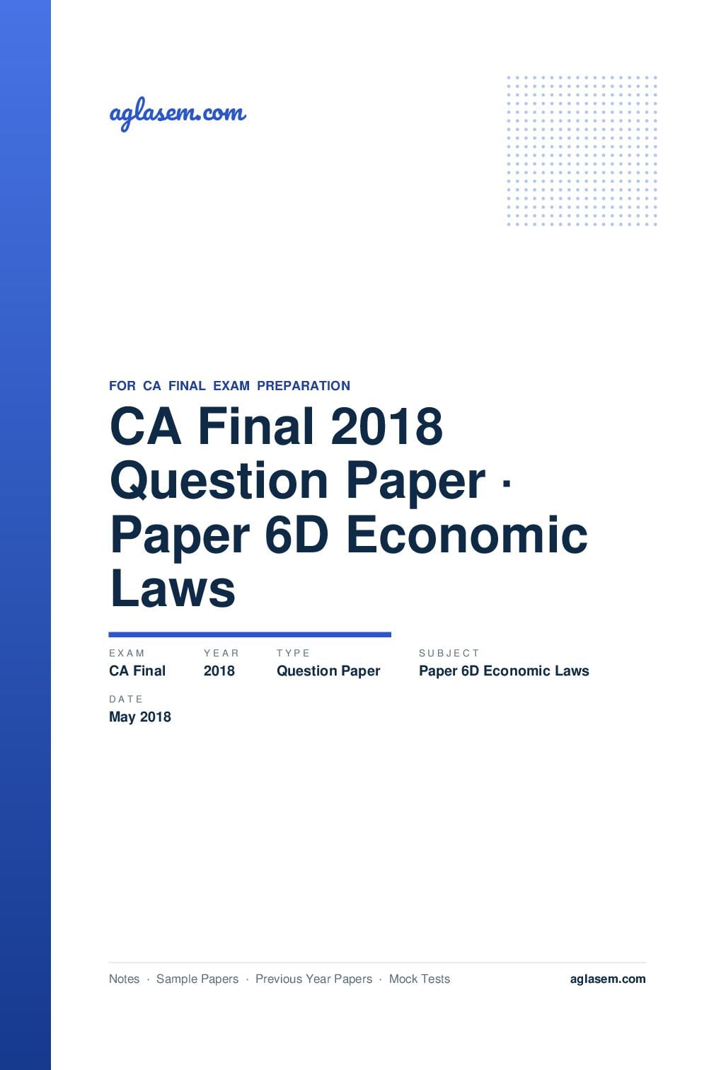 CA Final May 2018 Question Paper Paper 6D Economic Laws - Page 1 of 24