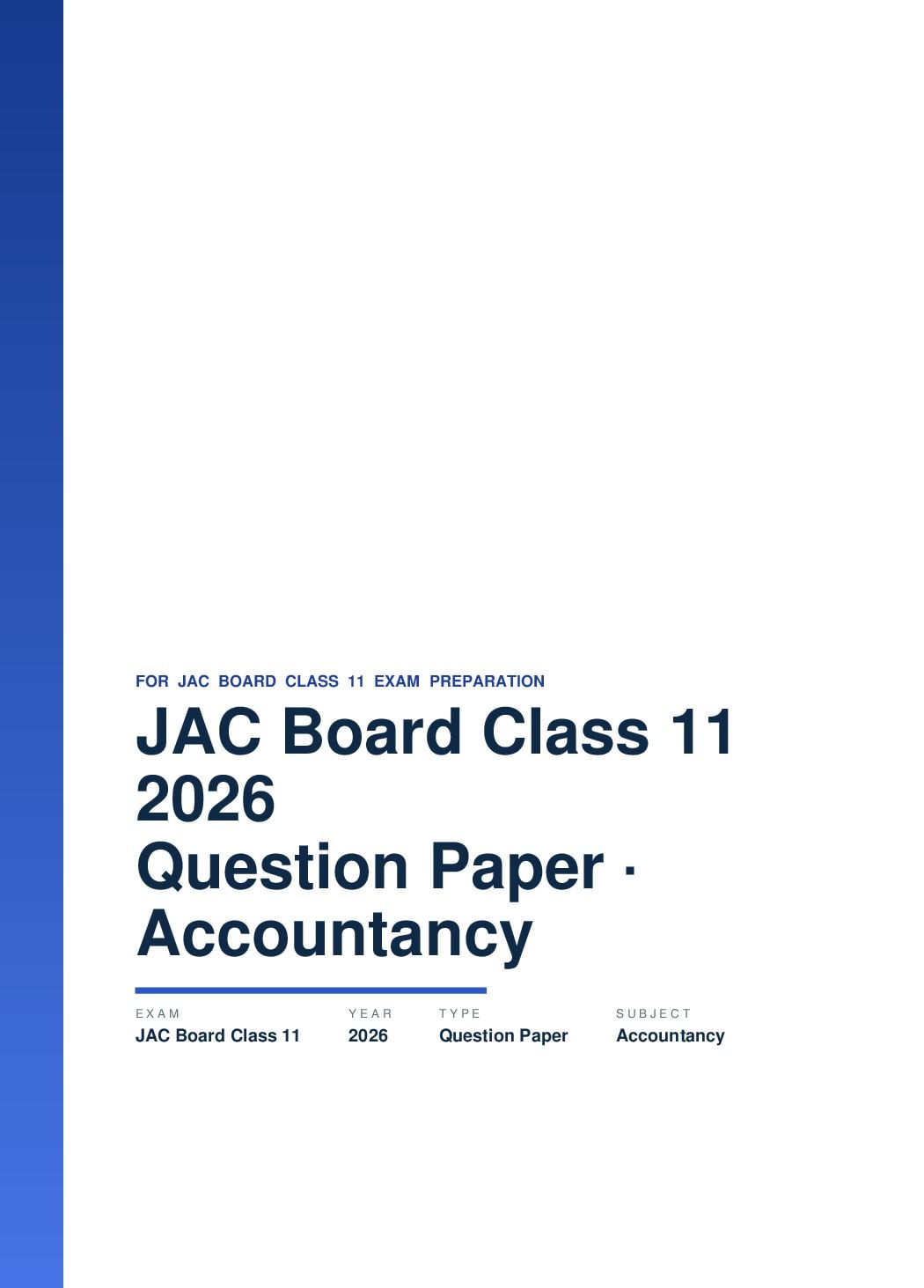 JAC Board Class 11 Question Paper 2026 Accountancy - Page 1 of 33