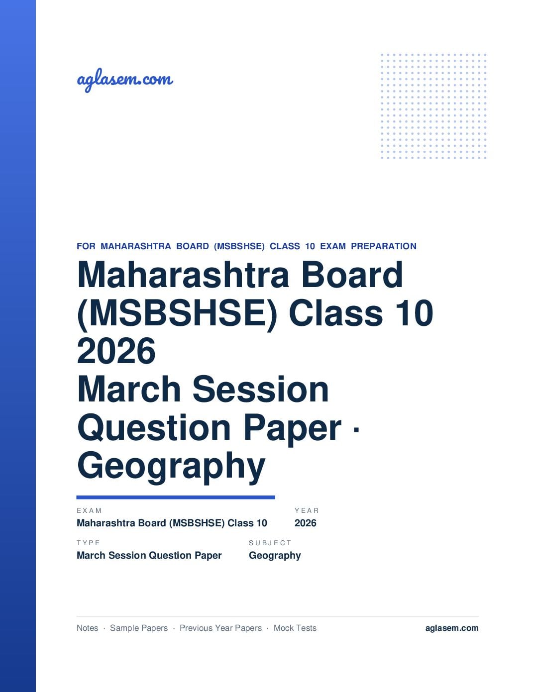 MH 10th Question Paper March 2026 Geography - Page 1 of 8
