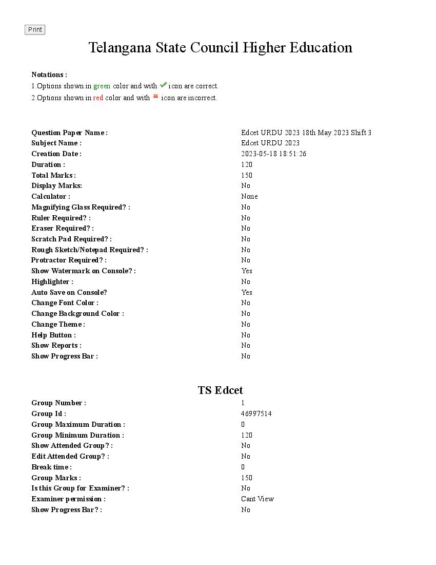 TS EdCET 2024 Question Papers 18 May 2024 Shift 3 Urdu - Page 1