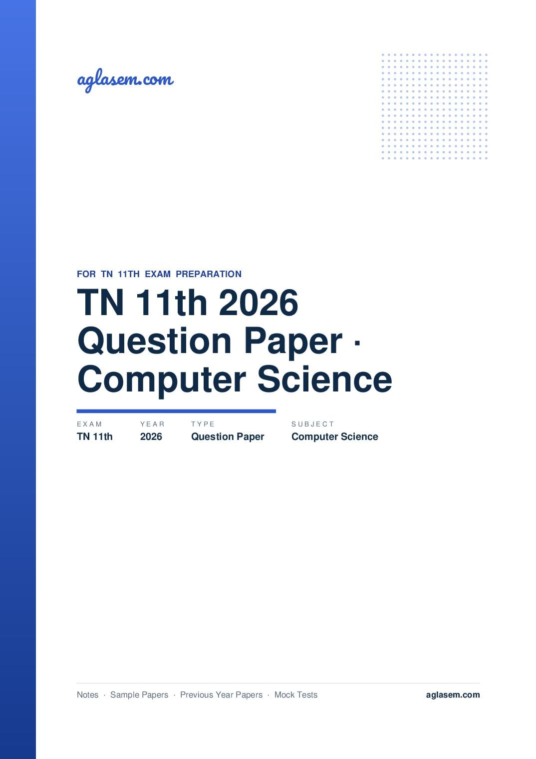 TN 11th Question Paper 2026 Computer Science - Page 1 of 13