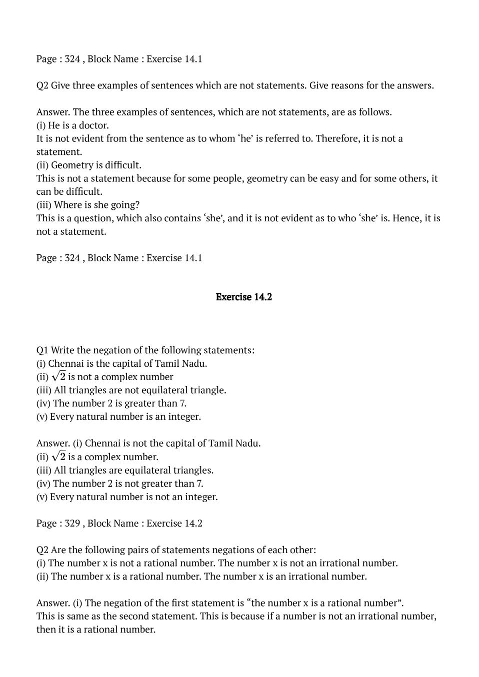 NCERT Solutions for Class 11 Maths Chapter Mathematical Reasoning (PDF)