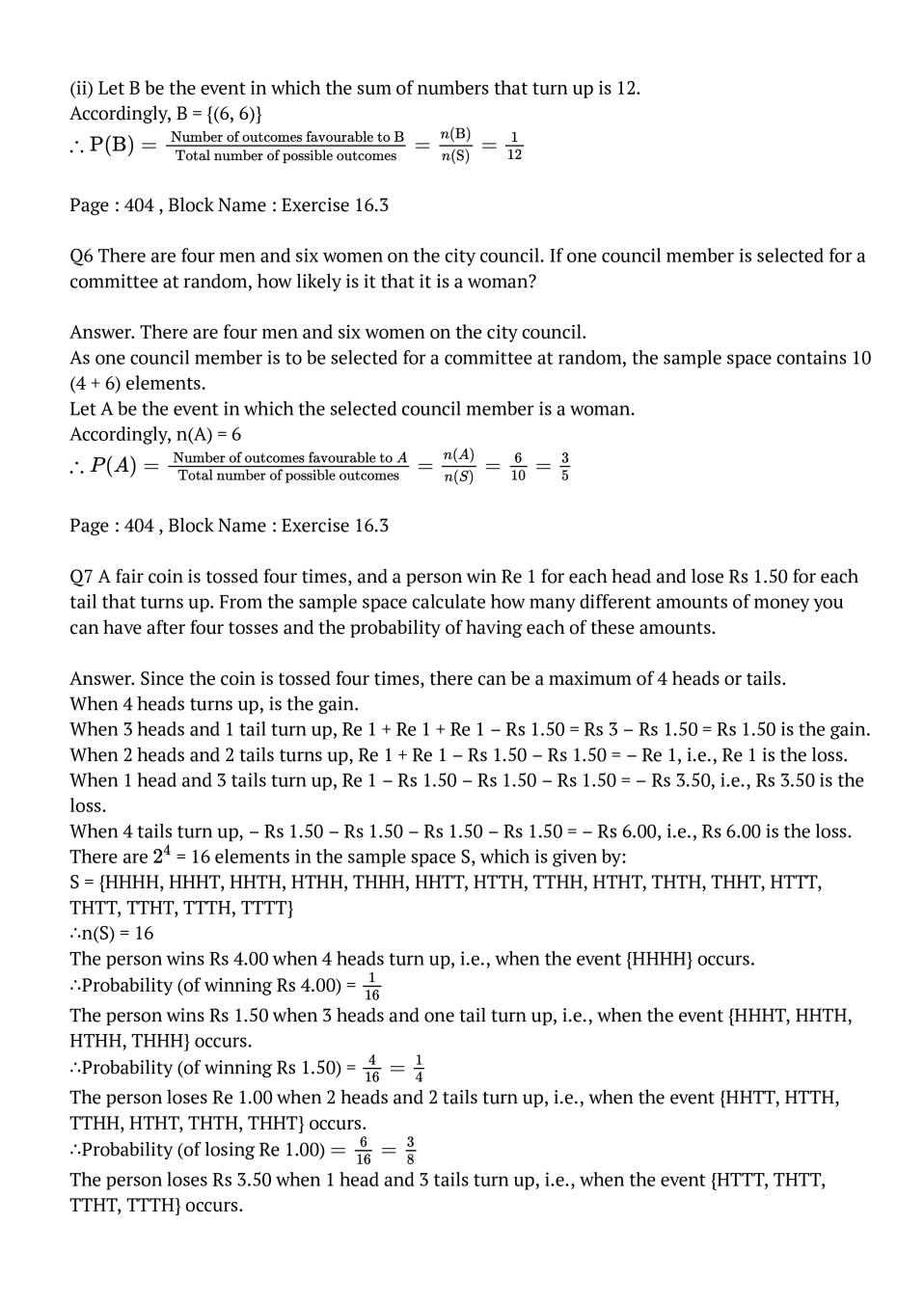 CBSE Class 11 Maths Chapter 16 Probability Solutions CBSE Study Group