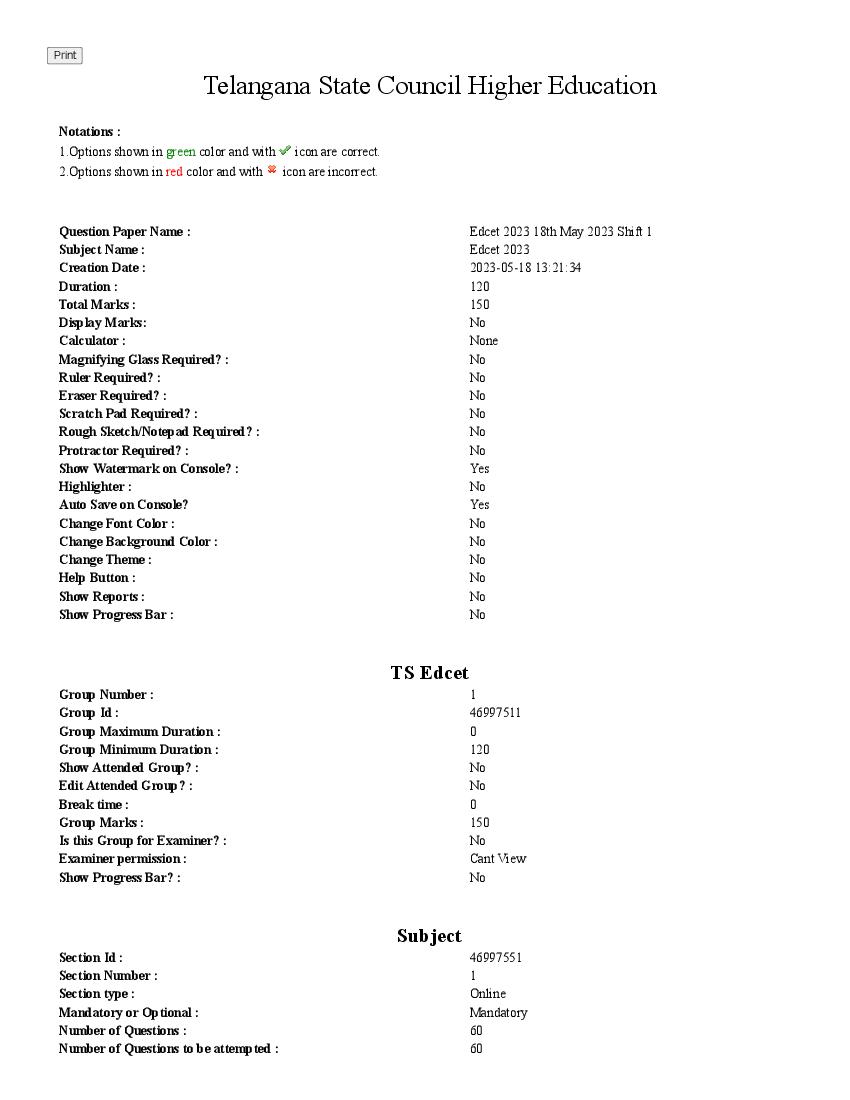 TS EdCET 2024 Question Papers 18 May 2024 Shift 1 - Page 1