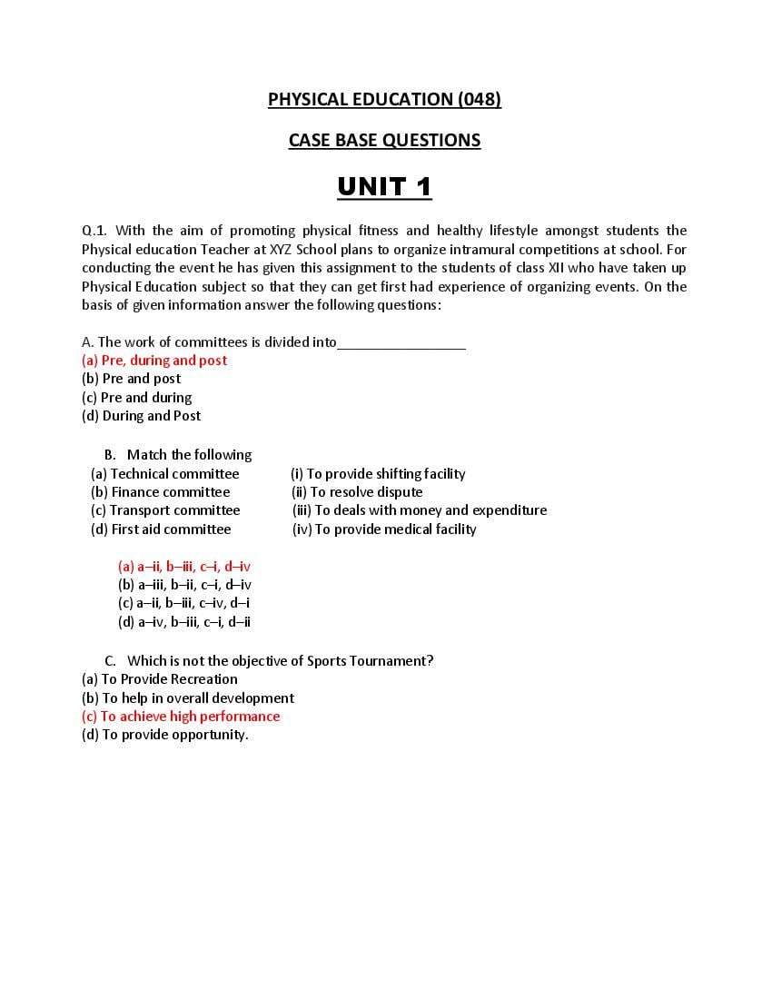 CBSE Class 12  Question Bank 2021 Physical Education - Page 1