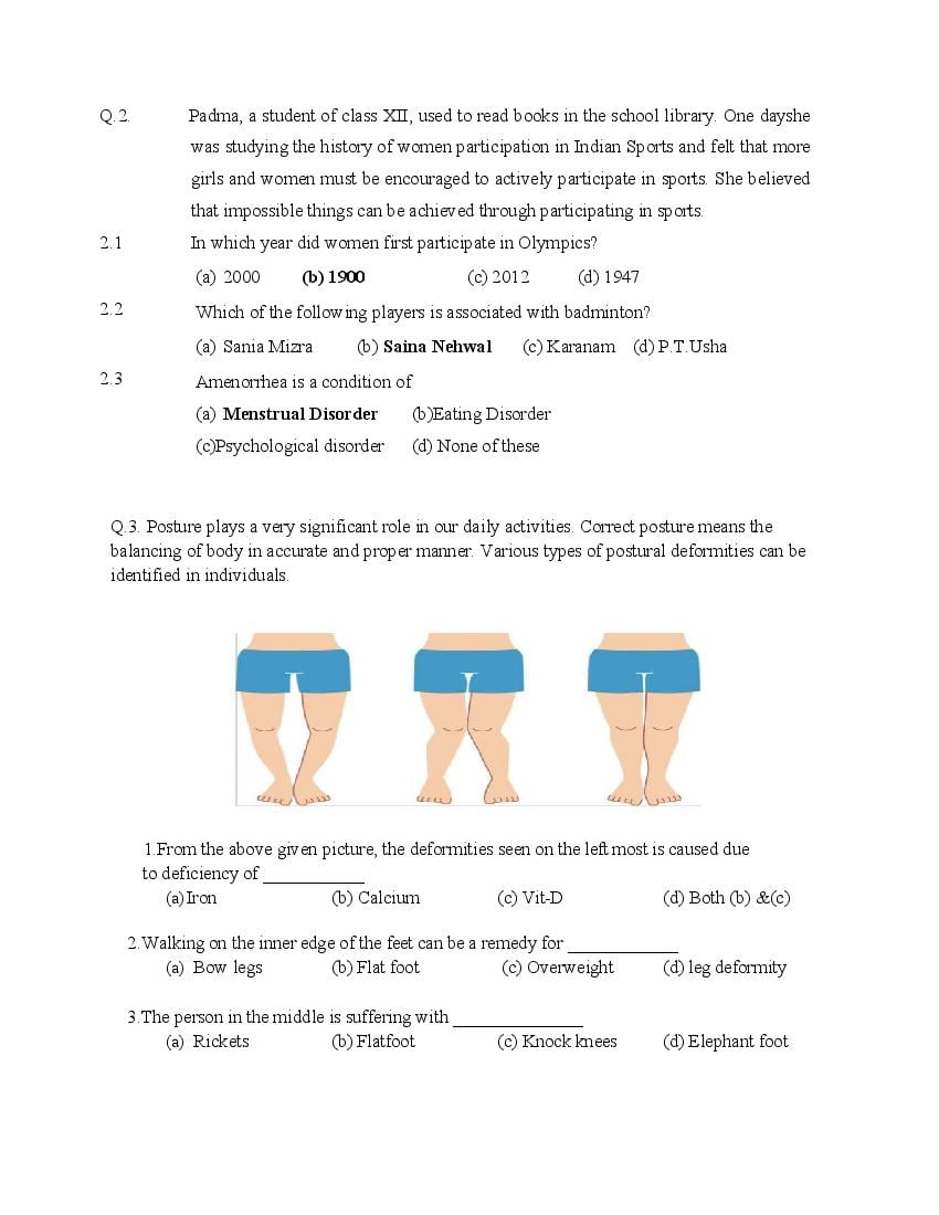 CBSE Class 12 Physical Education Question Bank (PDF) – Official CBSE Question Bank
