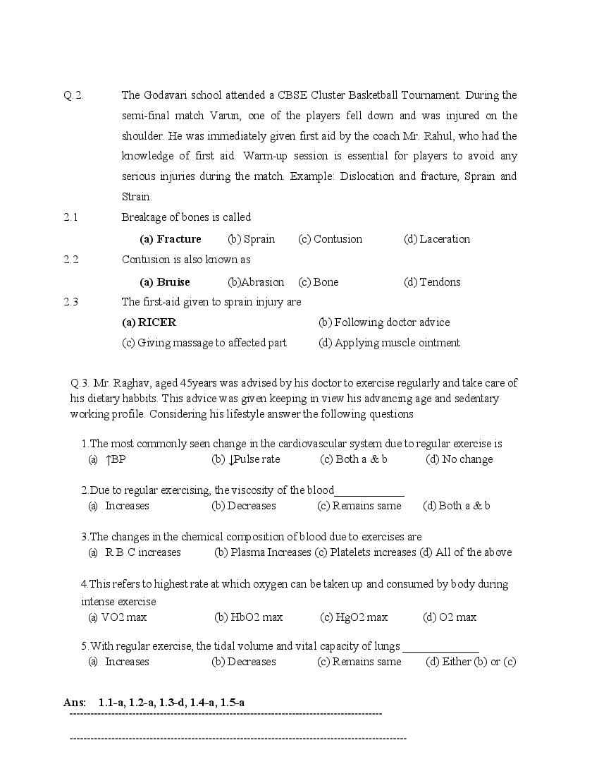 CBSE Class 12 Physical Education Question Bank (PDF) – Official CBSE Question Bank