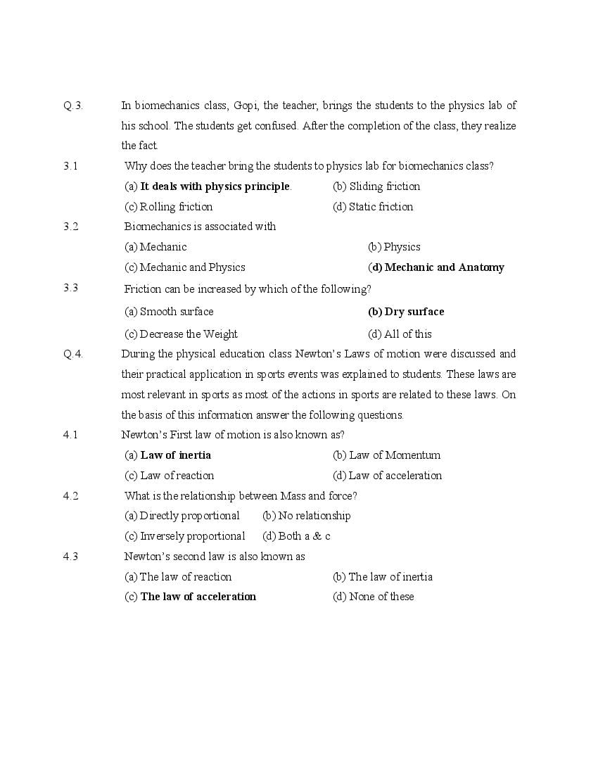 CBSE Class 12 Physical Education Question Bank (PDF) – Official CBSE Question Bank