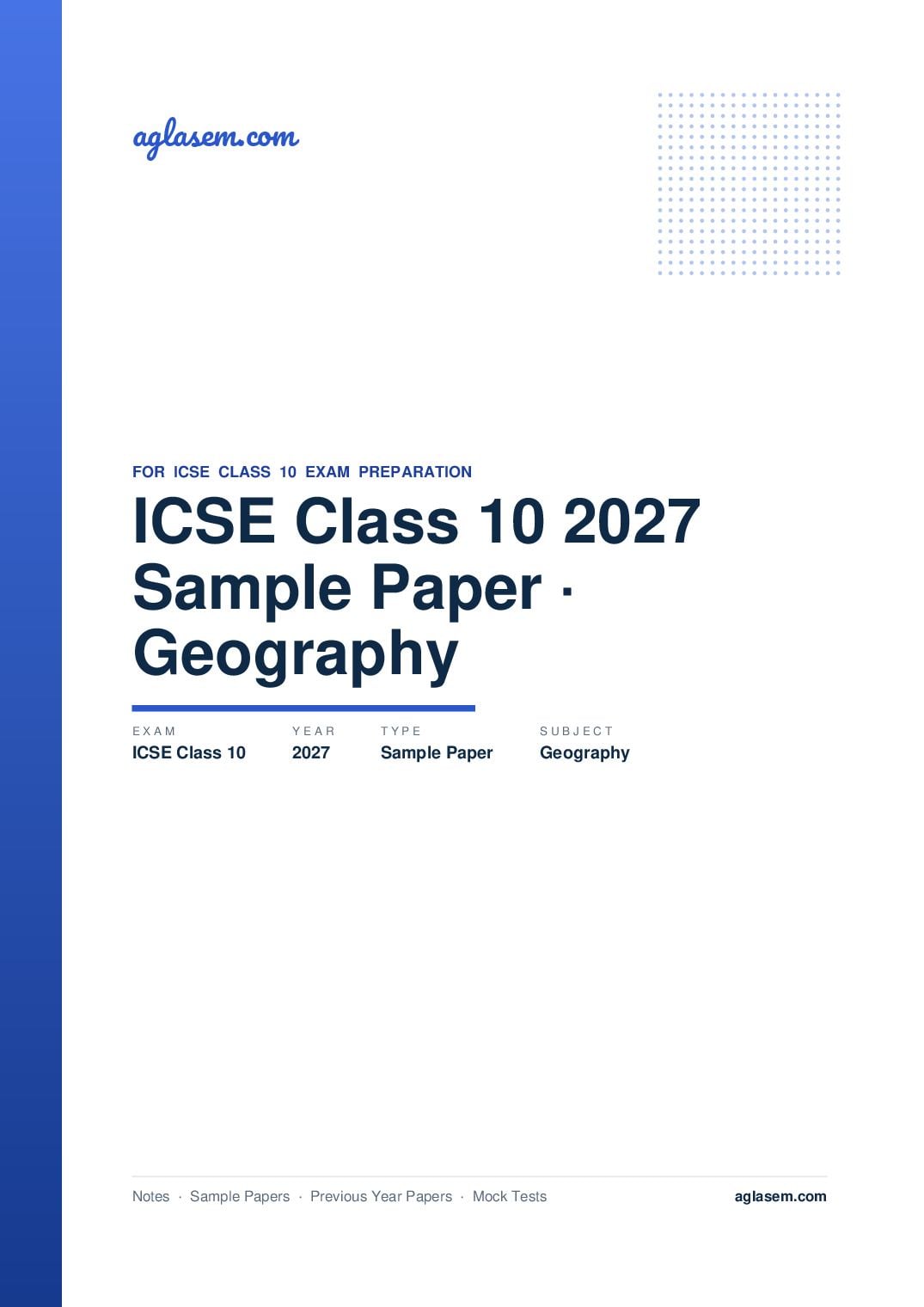 ICSE Class 10 Sample Paper 2027 Geography - Page 1 of 25