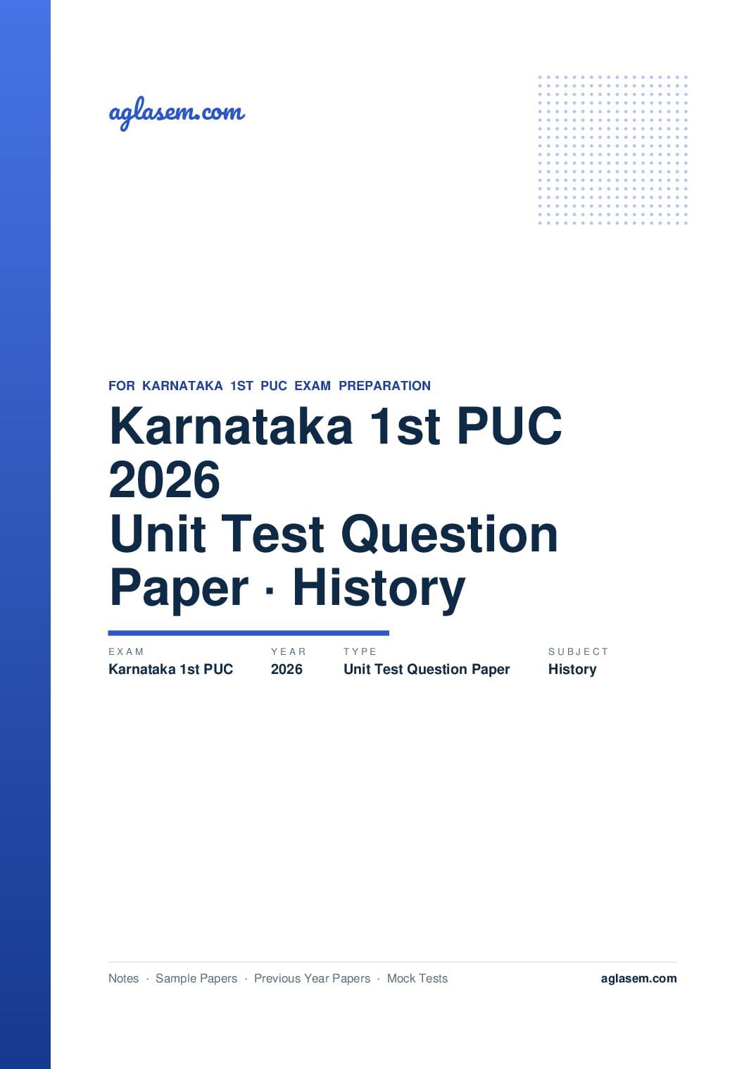 Karnataka 1st PUC Unit Test Question Paper 2026 History - Page 1 of 2