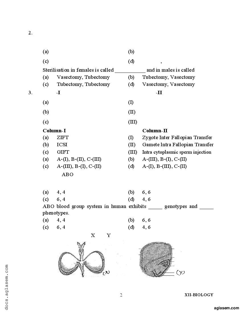Class 12 Sample Paper 2022 Biology Term 1 with Solution PDF Download