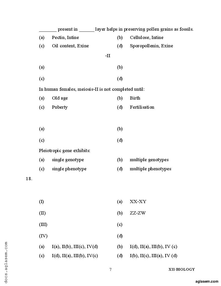 Class 12 Sample Paper 2022 Biology Term 1 with Solution PDF Download