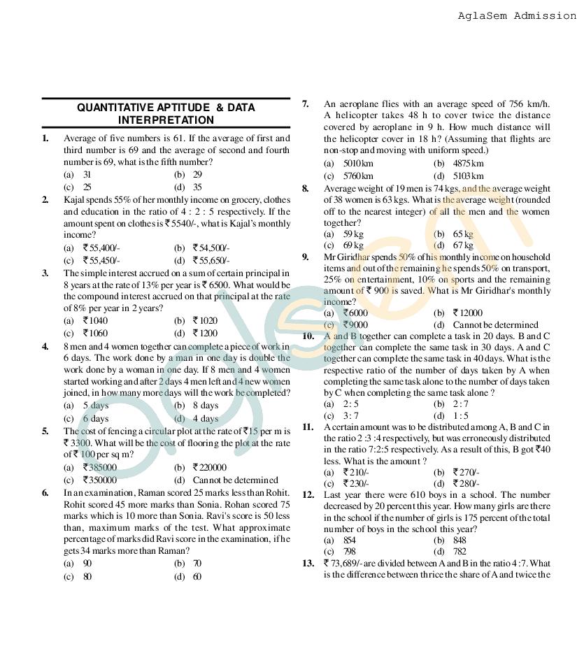 SNAP 2013 Question Paper and Answer Key - Page 1