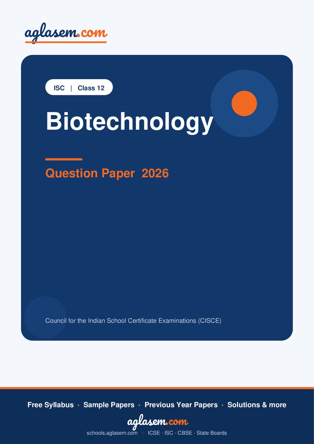 ISC Class 12 Question Paper 2026 Biotechnology - Page 1 of 12