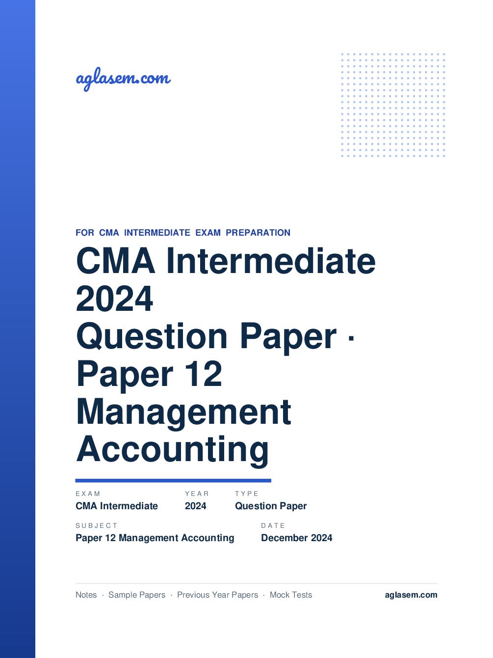 CMA Intermediate December 2024 Question Paper Paper 12 Management Accounting - Page 1 of 13