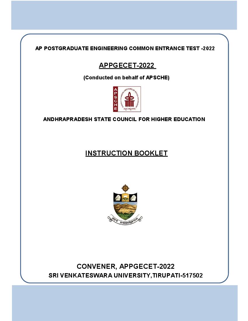 AP PGECET2022 Instruction Booklet (Information Brochure) - Page 1