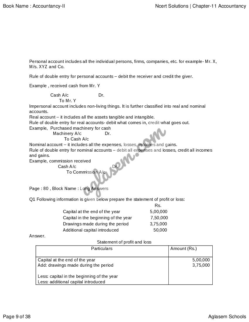 NCERT Solutions for Class 11 Accountancy Chapter Accounts from