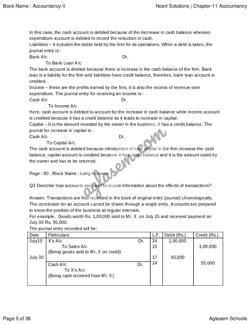 NCERT Solutions for Class 11 Accountancy Chapter 11 Accounts from