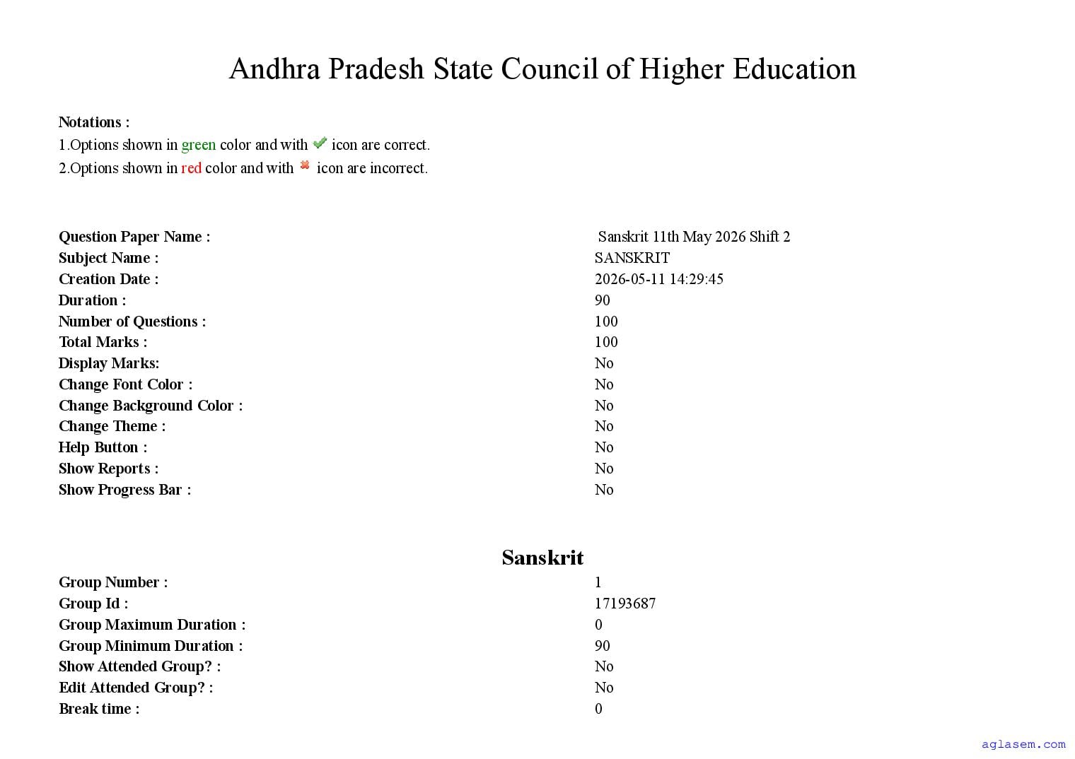 AP PGCET 2026 Question Paper with Answer Key Sanskrit - Page 1 of 68