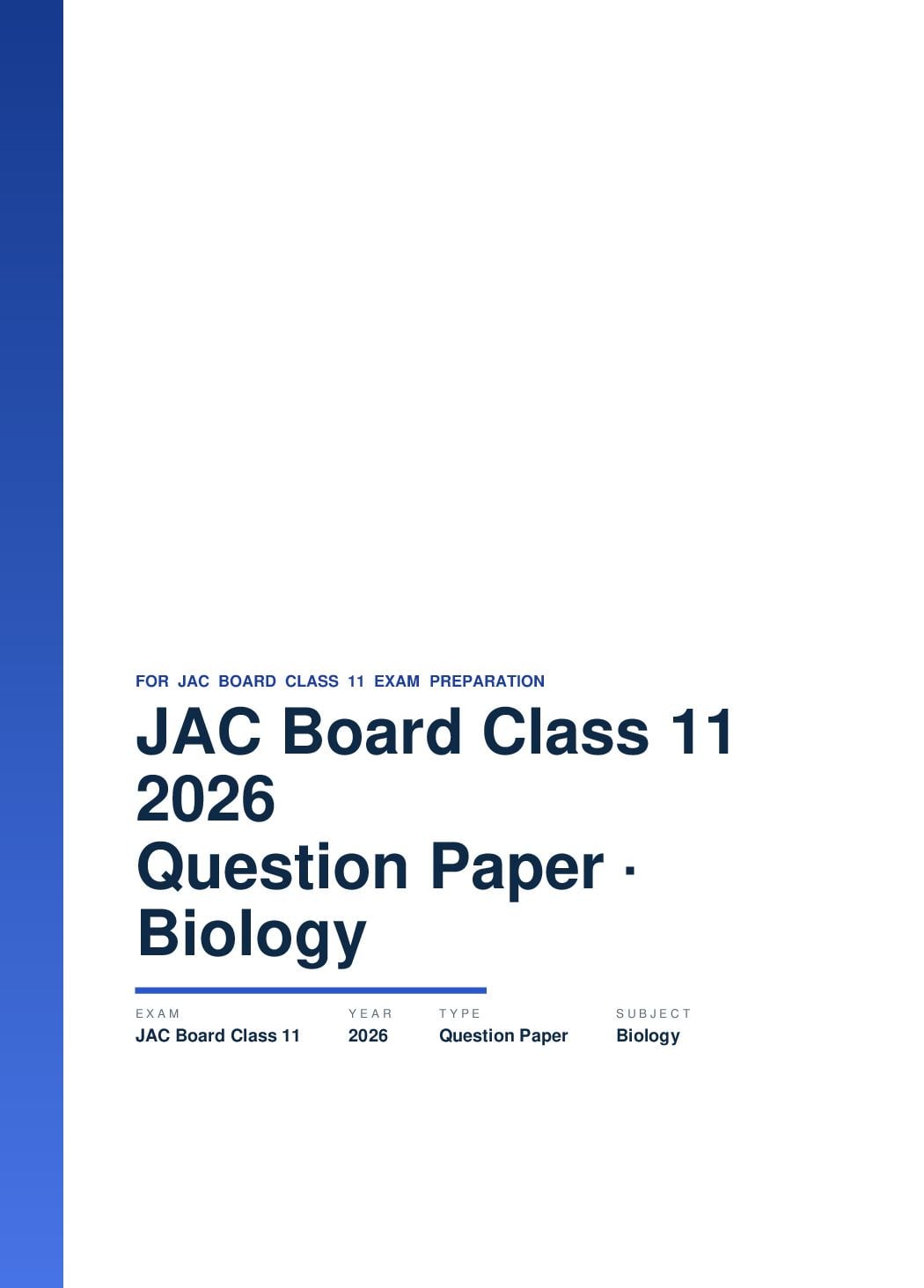 JAC Board Class 11 Question Paper 2026 Biology - Page 1 of 36
