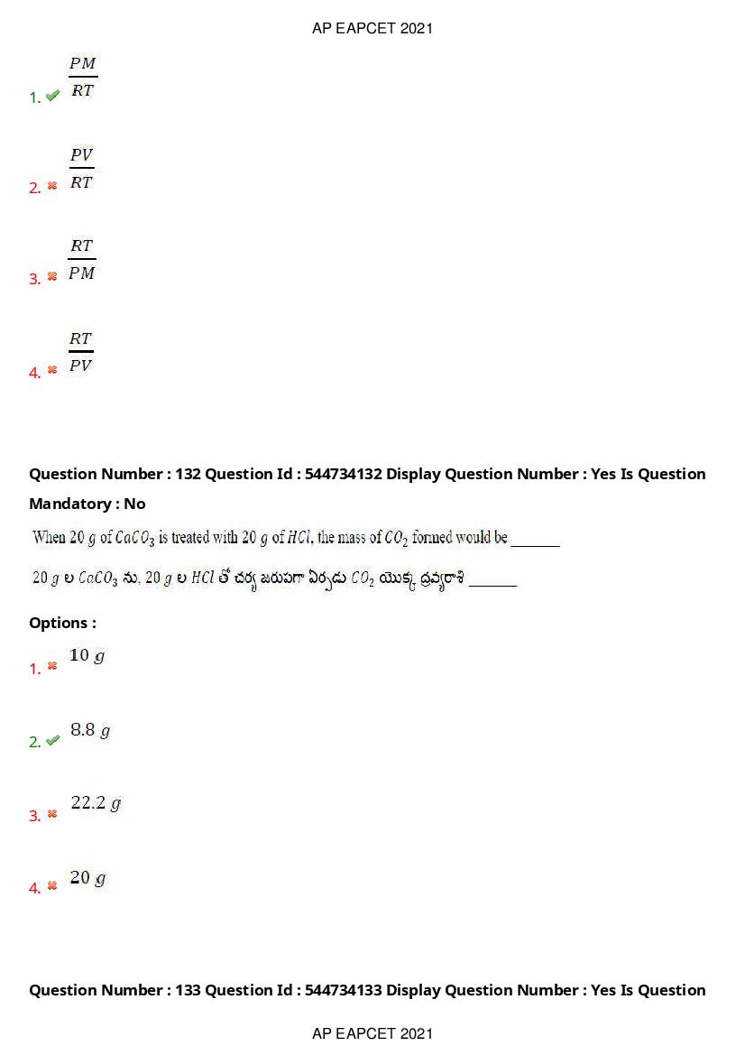 AP EAPCET 2021 Question Paper PDF with Answer Key (15 Shifts)