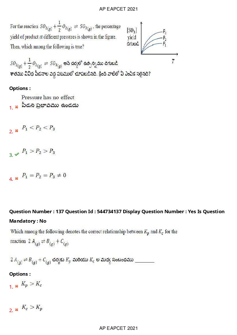 AP EAPCET 2021 Question Paper PDF with Answer Key (15 Shifts)