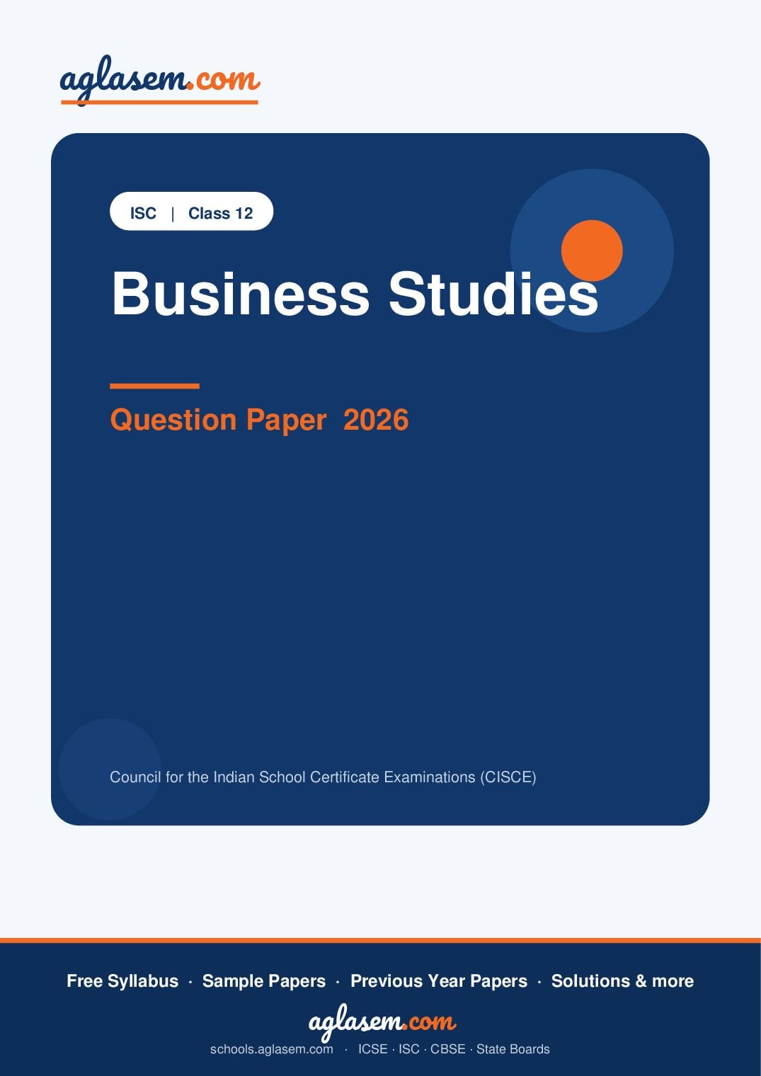 ISC Class 12 Question Paper 2026 Business Studies - Page 1 of 9