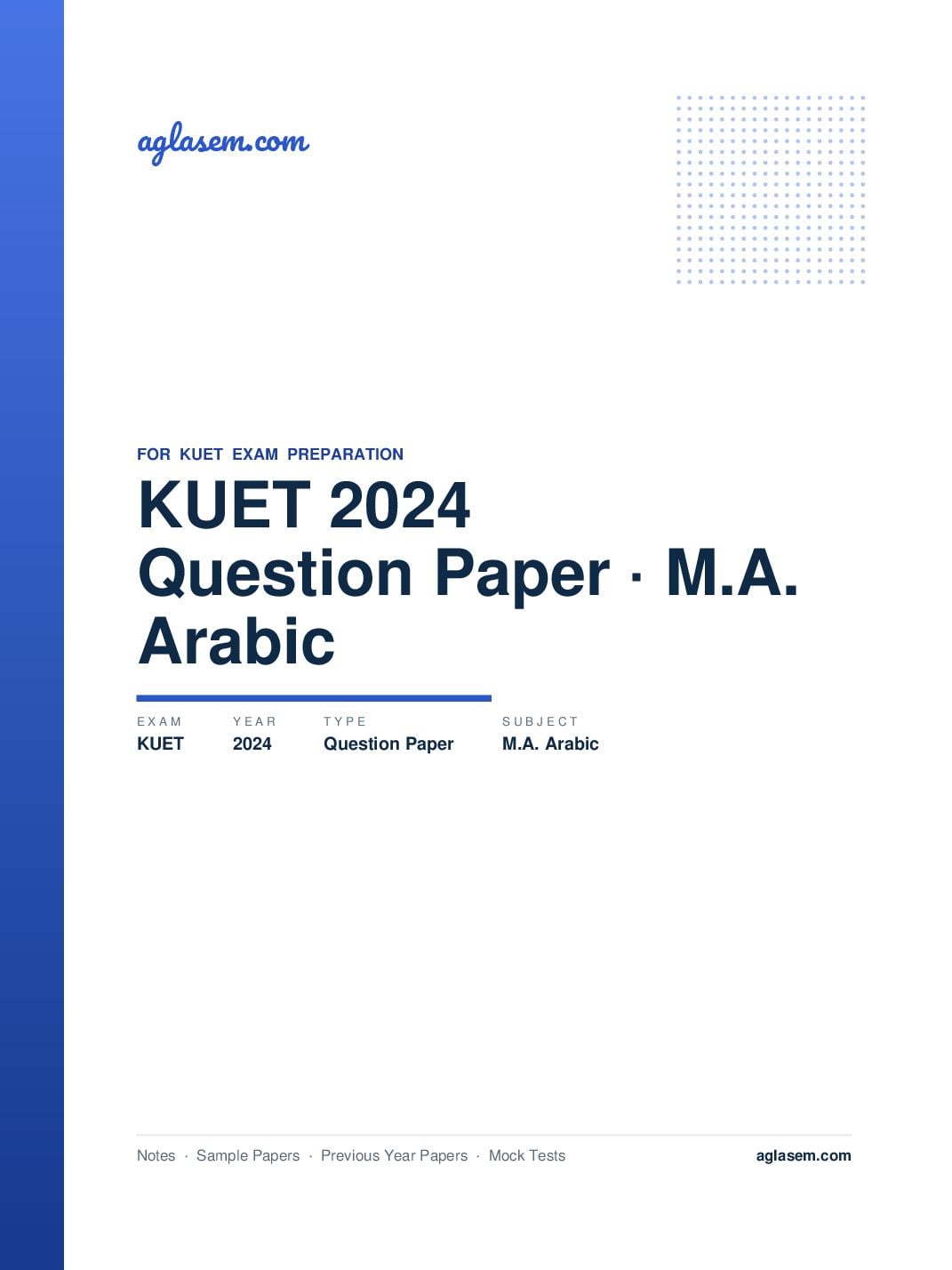KUET 2024 Question Paper M.A. Arabic - Page 1 of 8