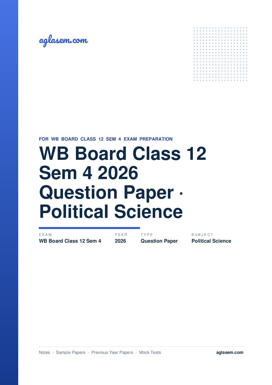WB Board Class 12 Sem 4 Question Paper 2026 Political Science - Page 1 of 14