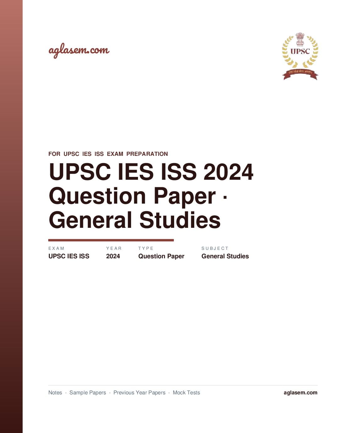 UPSC IES ISS 2024 Question Paper for General Studies - Page 1 of 3