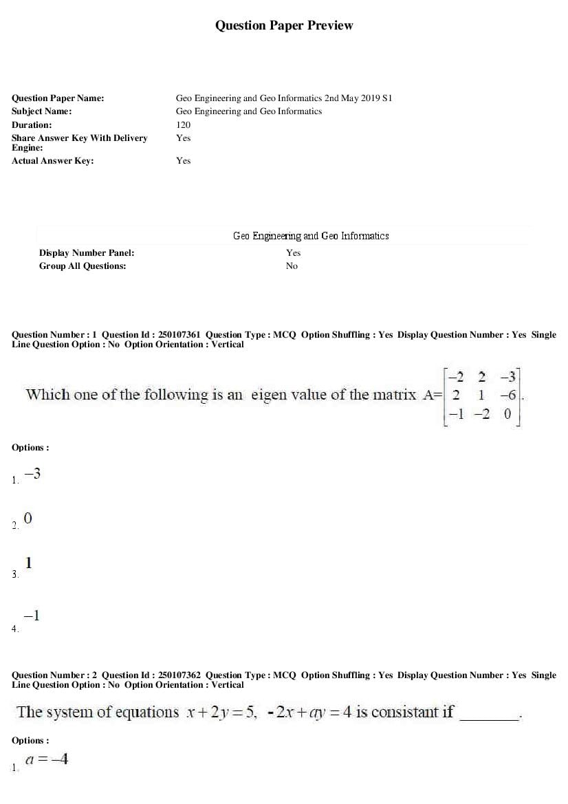 AP PGECET 2019 Question Paper for Geo Engineering and Geoinformatics - Page 1