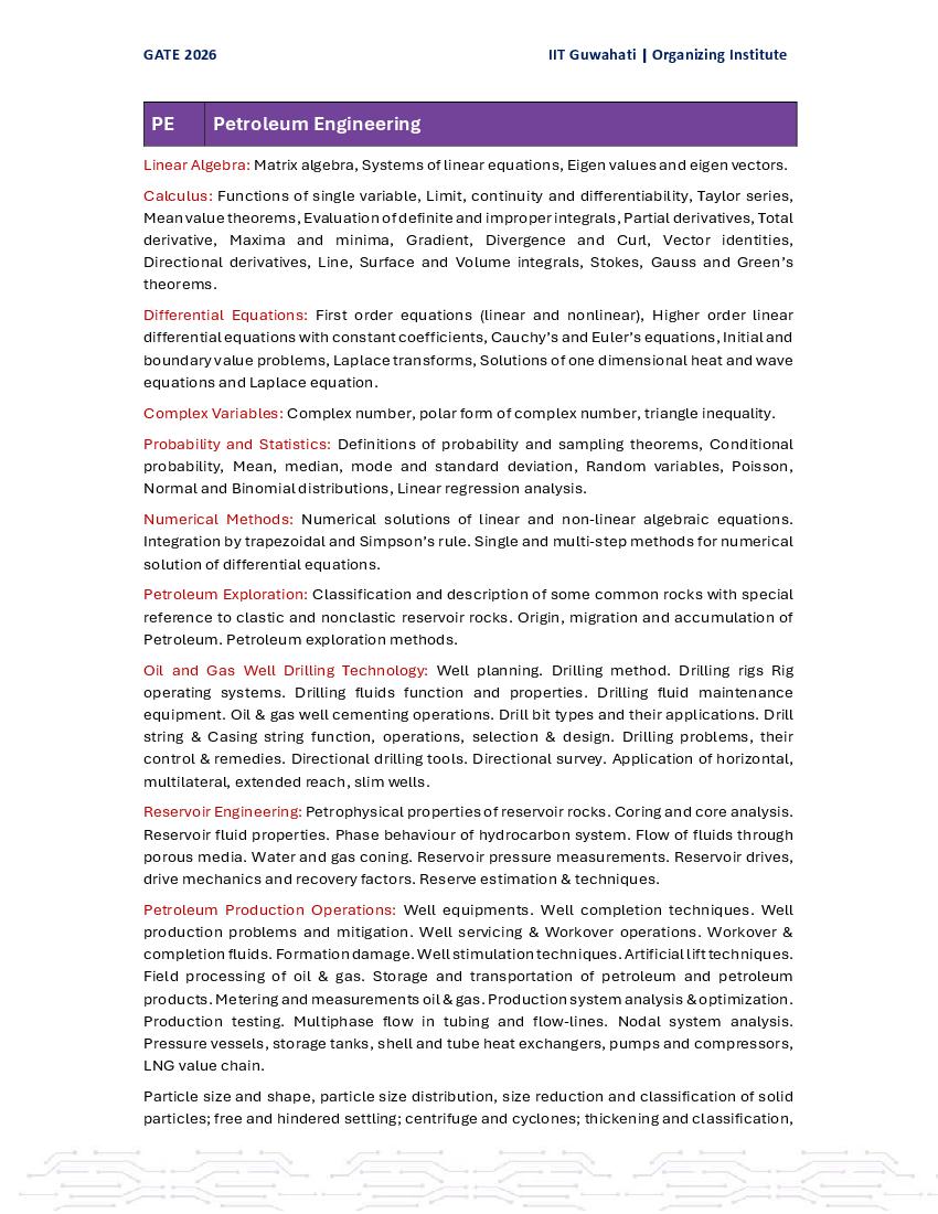 GATE 2026 Syllabus for PE - Page 1