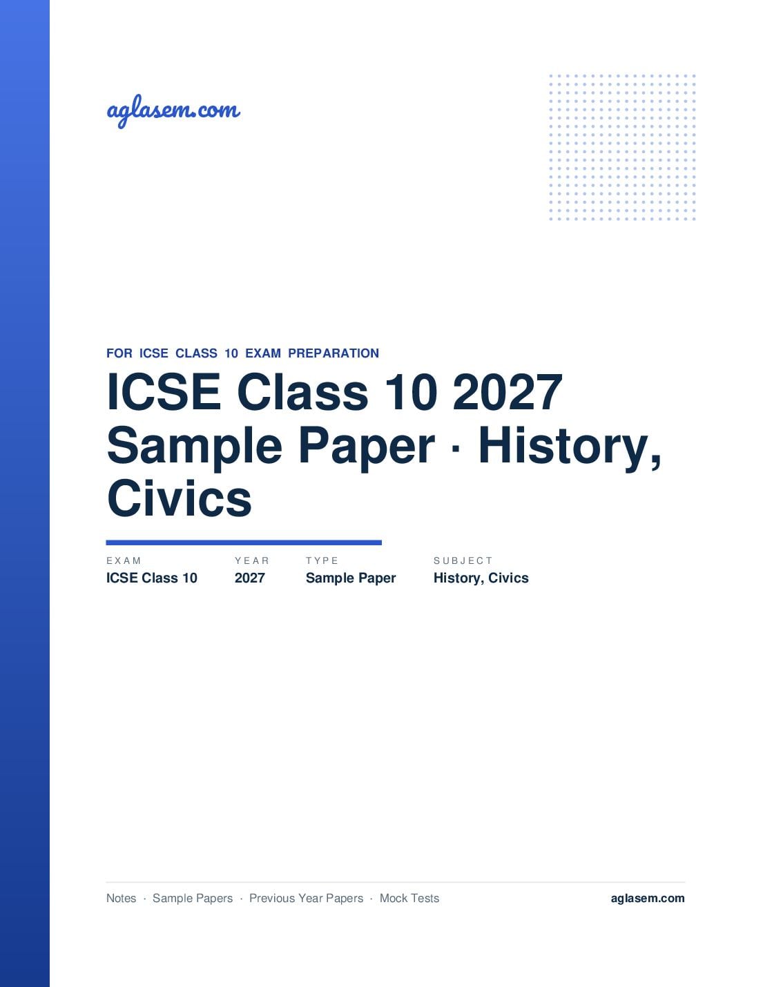ICSE Class 10 Sample Paper 2027 History & Civics - Page 1 of 21