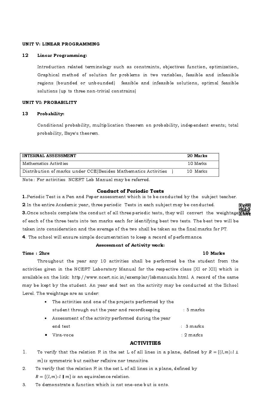 PSEB Class 12 Maths Syllabus (PDF)