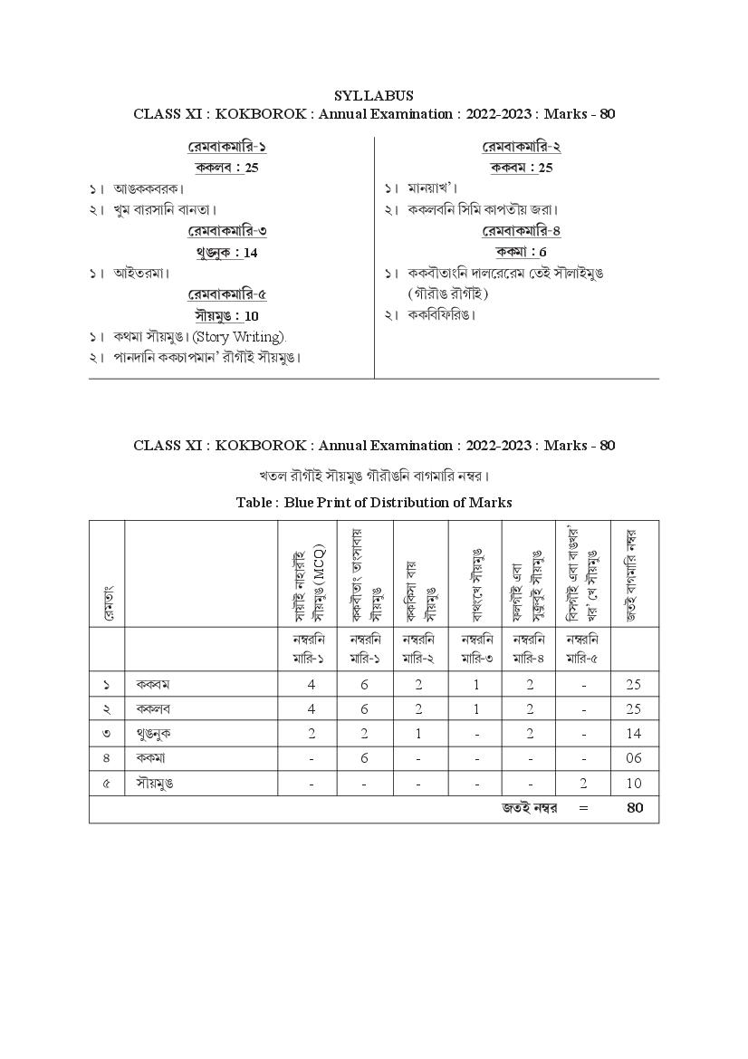 Tbse Class 11 Kokborok Syllabus 2023 Pdf Tripura Board 11th Kokborok Syllabus 8539