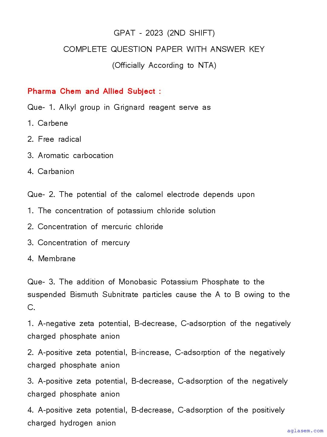 GPAT 2023 Question Paper Shift 2 - Page 1 of 39