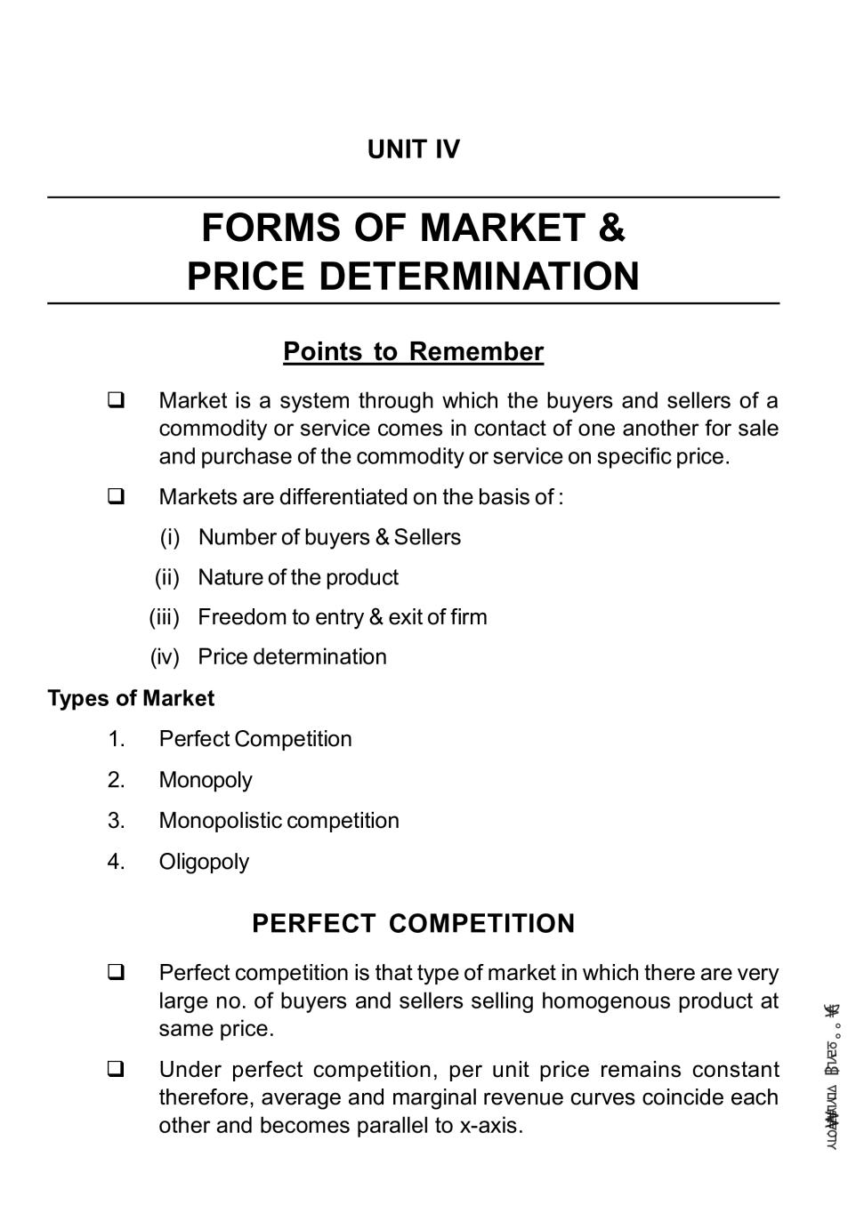price determination under perfect competition notes
