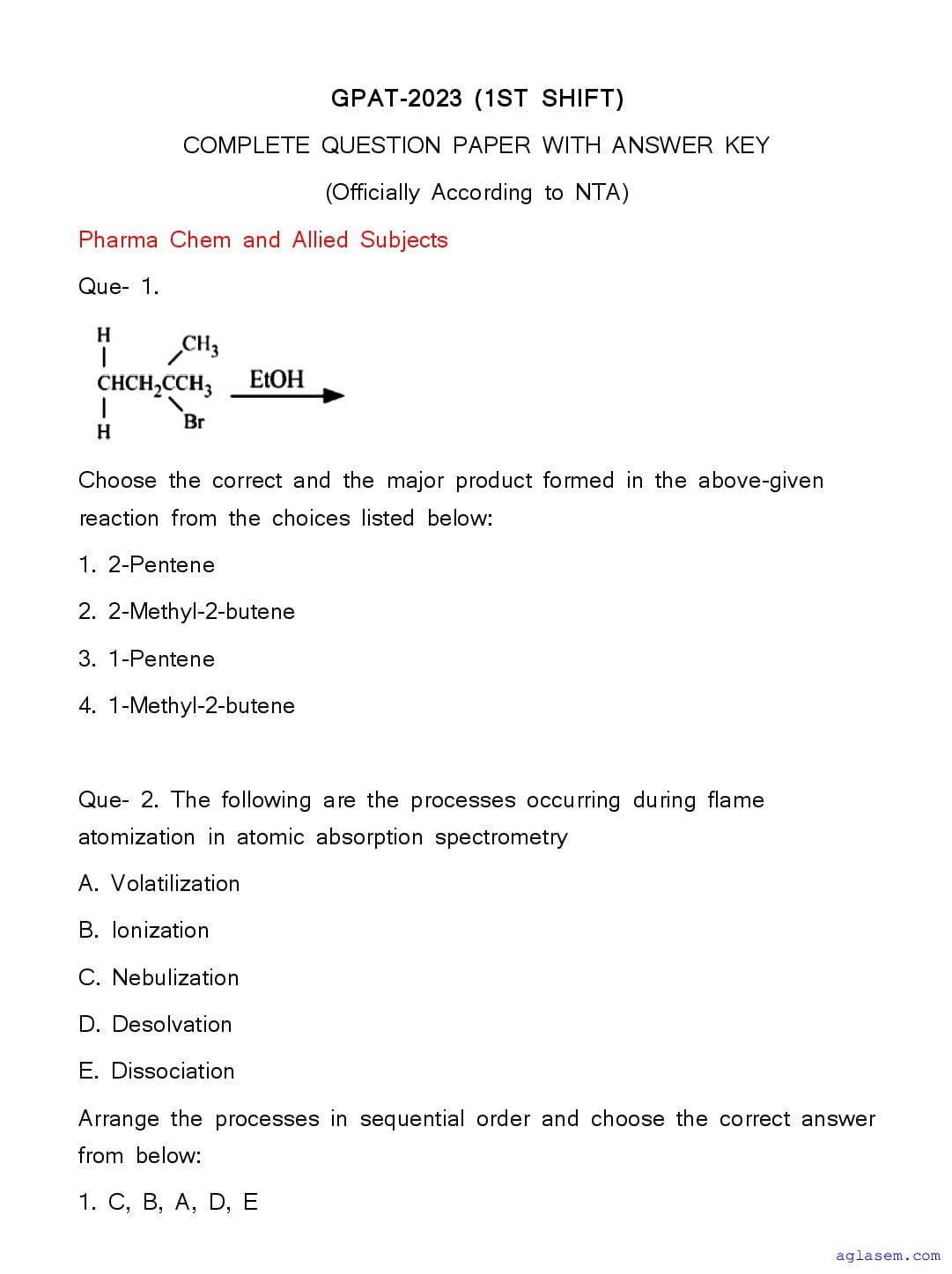 GPAT 2023 Question Paper Shift 1 - Page 1 of 42